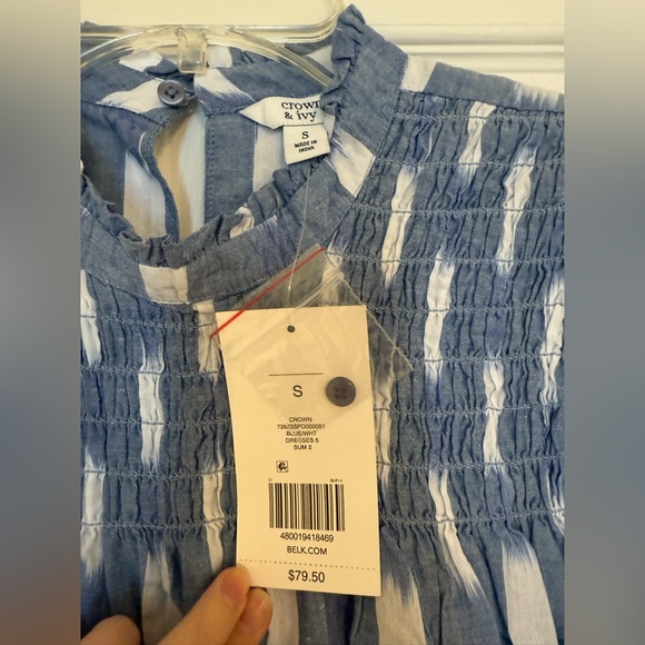 Blue and White Mini Dress - Picture 2 of 3